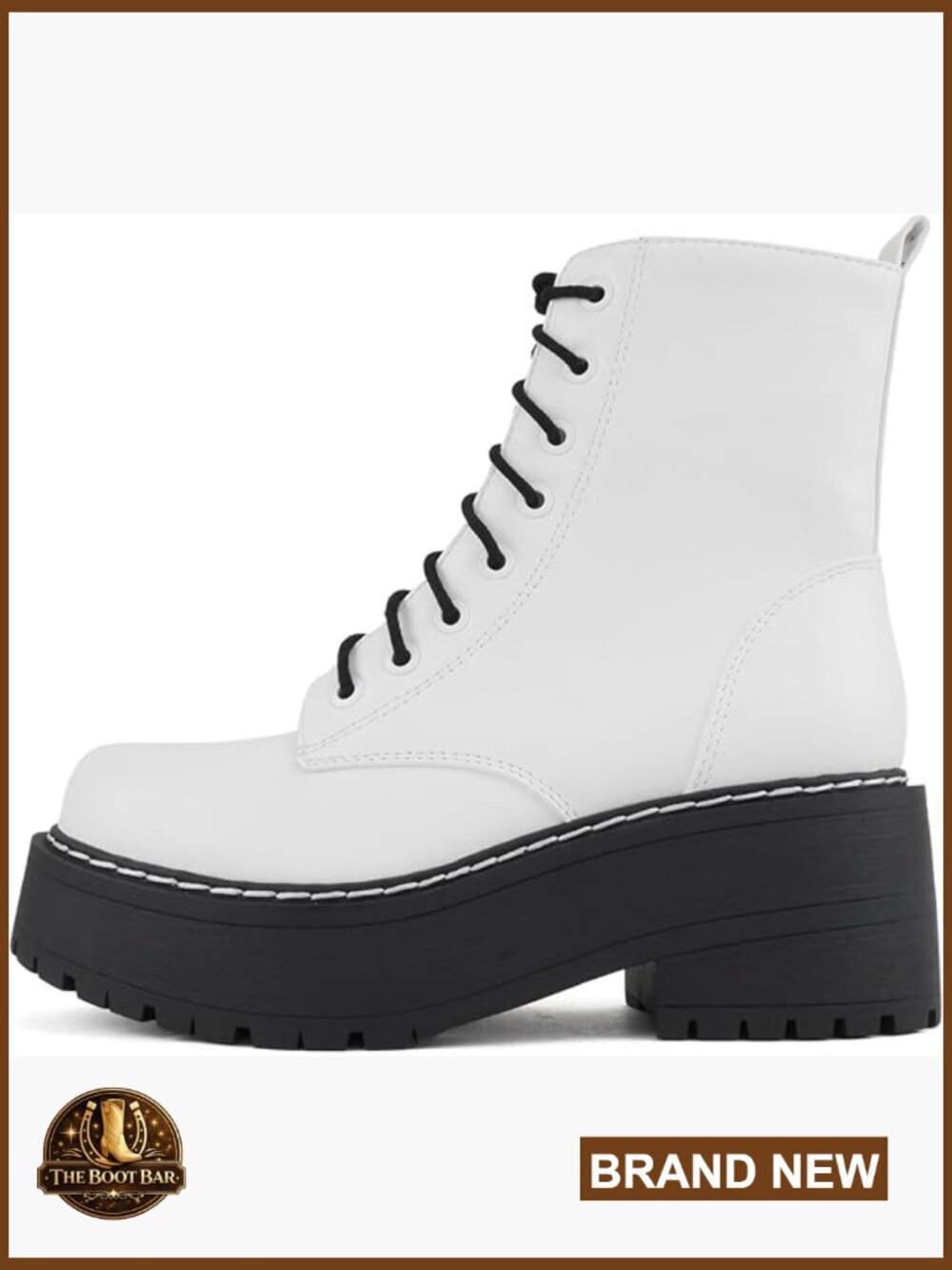 Chunky Lug Sole Lace Up Combat Ankle Boot with Side Zipper Platform